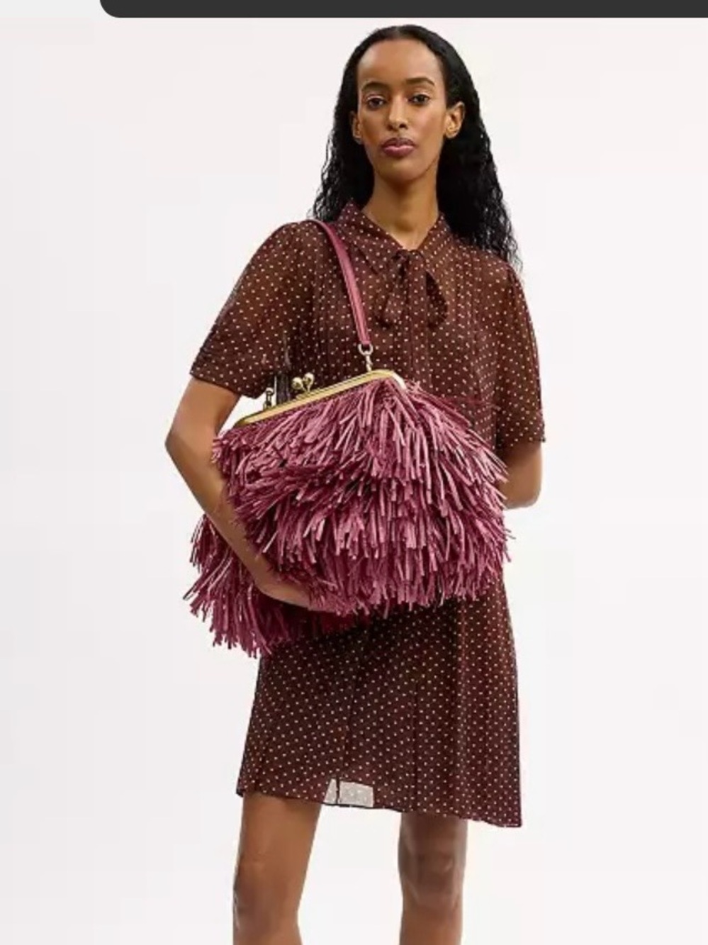 Coach Fushia Fringe Top-Handle Bag with Gold Hardware - Picture 15 of 16